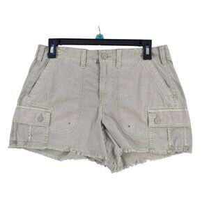 American Eagle Womens Cargo Shorts Khaki Size 4 Stretch Frayed Hem Casual